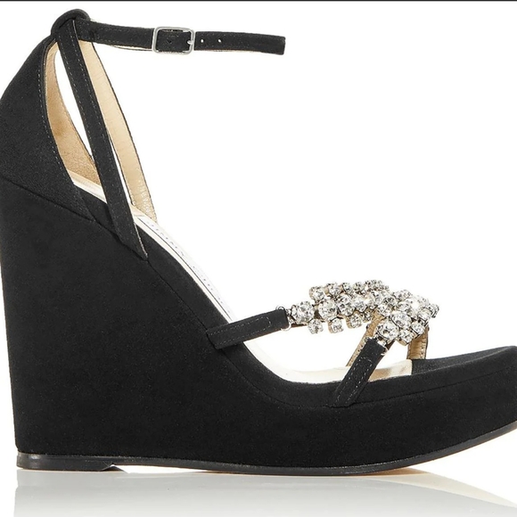 NEW NEW NEW CHOO CHOO CHOO Jimmy Choo Platform Rhinestone Wedges Crystal - Picture 10 of 16